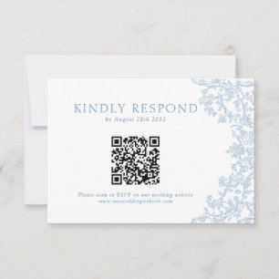 Vintage Viktorianische blaue Barocklinie Art QR Co RSVP Karte