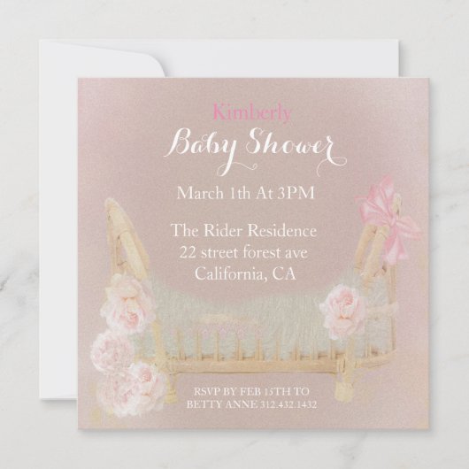 Vintage Viktorianische Blume Bohemisch Babydusche Einladung (Vorderseite)