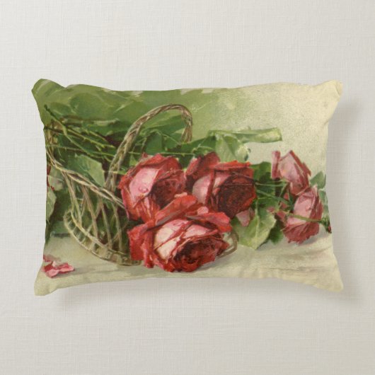 Vintage Viktorianische Blume, Rote Rosen Dekokissen (Vorderseite)