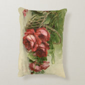 Vintage Viktorianische Blume, Rote Rosen Dekokissen (Rückseite(Vertikal))