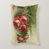 Vintage Viktorianische Blume, Rote Rosen Dekokissen (Vorderseite(Vertikal))