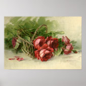 Vintage Viktorianische Blume, Rote Rosen Poster (Vorne)