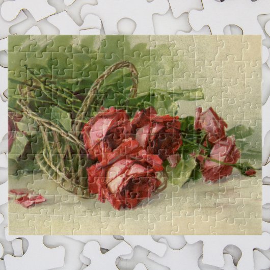 Vintage Viktorianische Blume, Rote Rosen Puzzle