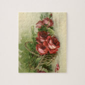 Vintage Viktorianische Blume, Rote Rosen Puzzle (Vertikal)