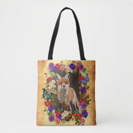 Vintage viktorianische Blumenfox- u. Tasche