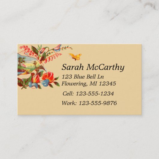 Vintage viktorianische Blumengeschäfts-Karte Visitenkarte (Vorderseite)