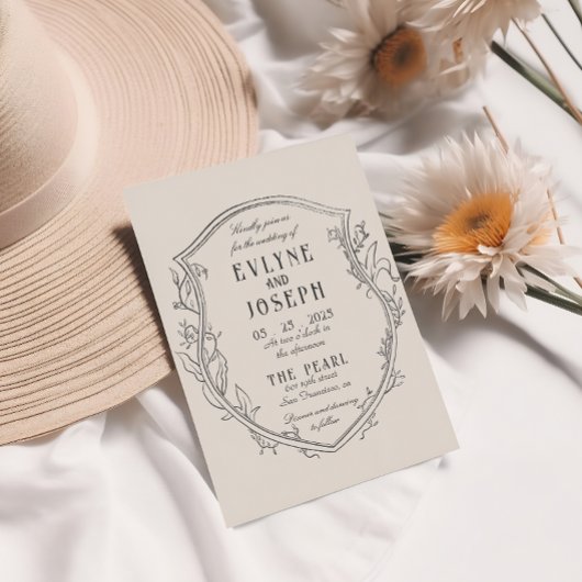 Vintage Viktorianische Blumenverzierung Barockhoch Einladung