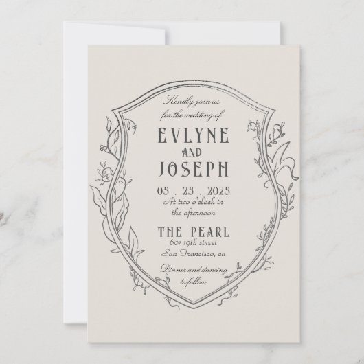 Vintage Viktorianische Blumenverzierung Barockhoch Einladung (Vorderseite)