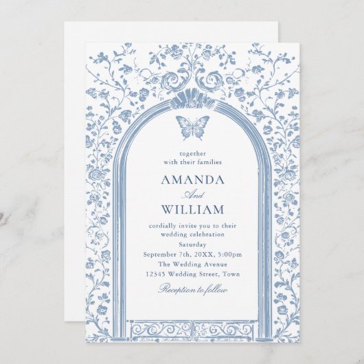 Vintage Viktorianische Blumenzwiebelhochzeit Einladung (Vorne/Hinten)