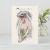 Vintage Viktorianische Braut, Brautparty Party Einladung (Stehend Vorderseite)