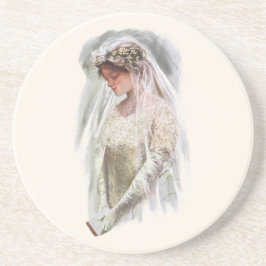 Vintage Viktorianische Braut mit Bible Harrison Fi Sandstein Untersetzer