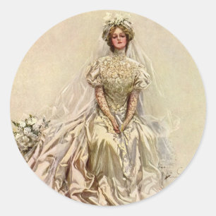 Vintage Viktorianische Brücke, antikes Bridal Port Runder Aufkleber