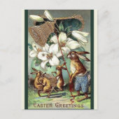 Vintage Viktorianische Bunnies Ostergruß Feiertagspostkarte (Vorderseite)