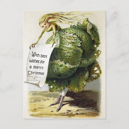 Vintage Viktorianische Cabbage Weihnachtskarte Postkarte (Vorderseite)