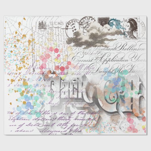 Vintage Viktorianische Collage Geschenkpapier (Flach)