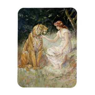 Vintage Viktorianische Coquette Lady and Tiger Magnet