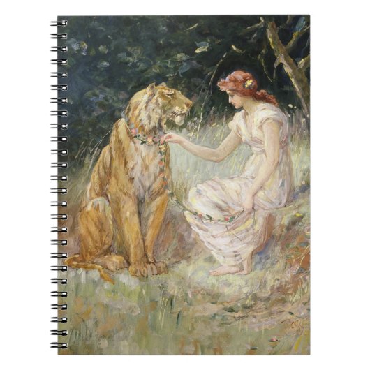 Vintage Viktorianische Coquette Lady and Tiger Notizblock (Vorderseite)
