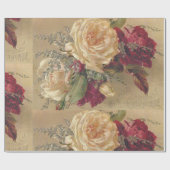 Vintage Viktorianische Creme Rose Geschenk / Handw Geschenkpapier (Flach)