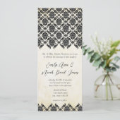 Vintage Viktorianische Damaskalhochzeit Einladung (Stehend Vorderseite)