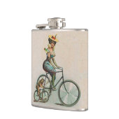 Vintage Viktorianische Dame Hund Fahrrad Flachmann (Links)