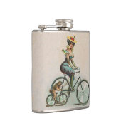 Vintage Viktorianische Dame Hund Fahrrad Flachmann (Rechts)
