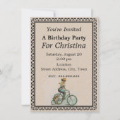 Vintage Viktorianische Dame Hund Fahrrad Geburtsta Einladung (Vorderseite)