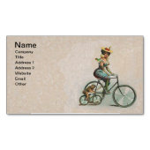 Vintage Viktorianische Dame Hund Fahrrad Magnetische Visitenkarte (Vorderseite)
