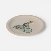 Vintage Viktorianische Dame Hund Fahrrad Pappteller (Schrägansicht)