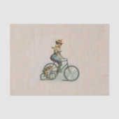 Vintage Viktorianische Dame Hund Fahrrad Seidenpapier (Vorderseite)