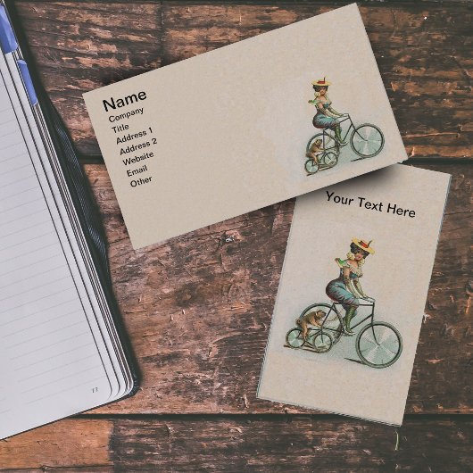 Vintage Viktorianische Dame Hund Fahrrad Visitenkarte