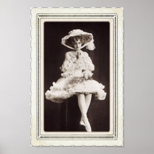 Vintage Viktorianische Dame im Ballettkleid B/W Poster