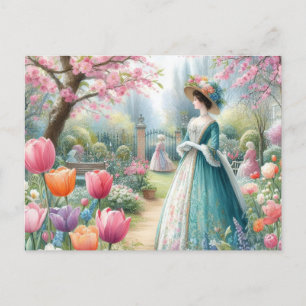 Vintage Viktorianische Dame im Park Postkarte