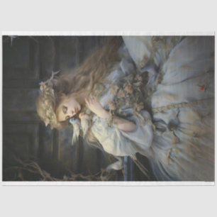 Vintage Viktorianische Dame mit Vogeldekoupage Seidenpapier