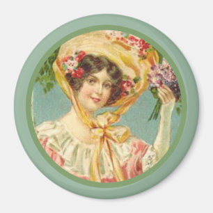 Vintage viktorianische Dame Ostern Bonnet Magnet