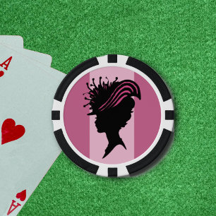 Vintage viktorianische Dame schwarze Silhouette fa Pokerchips
