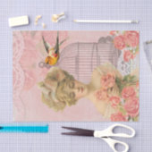 Vintage viktorianische Dame und Birdcage. Seidenpapier (Handwerk)