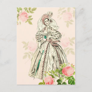 Vintage viktorianische Damenmode-Postkarte in Rosa Postkarte