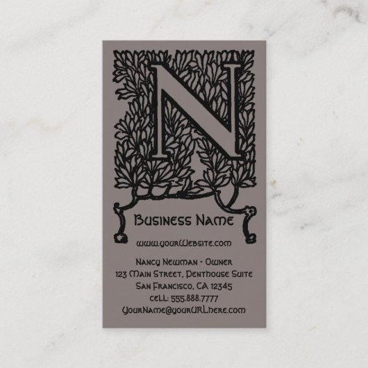 Vintage Viktorianische Eleganmonogramm-Buchstaben  Visitenkarte (Vorderseite)