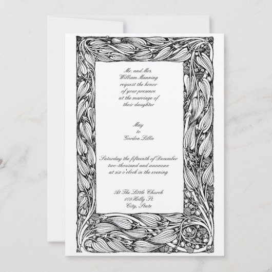 Vintage Viktorianische Epoche Jugendstil-Blumenrah Einladung (Vorderseite)