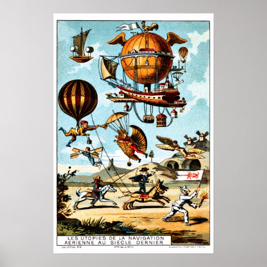 Vintage Viktorianische Era Aeronautics Steampunk Poster (Vorne)
