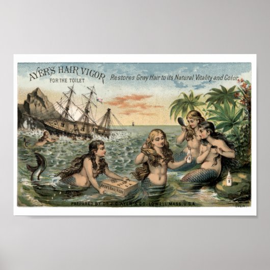 Vintage Viktorianische Era-Anzeige mit Mermaids Poster (Vorne)