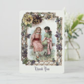 Vintage Viktorianische Era Girls Dankeskarte (Stehend Vorderseite)