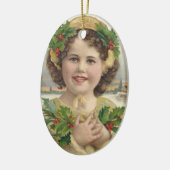 Vintage Viktorianische Era Holly Girl Keramikornament (Links)
