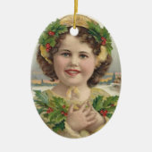 Vintage Viktorianische Era Holly Girl Keramikornament (Vorne)