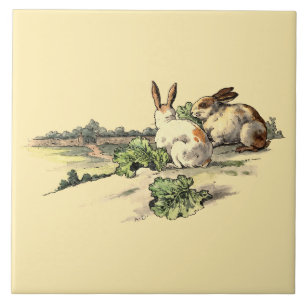 Vintage Viktorianische Era-Kaninchen Fliese