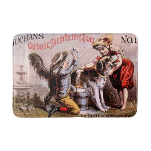 Vintage Viktorianische Era-Seifenwerbung mit Hunde Badematte