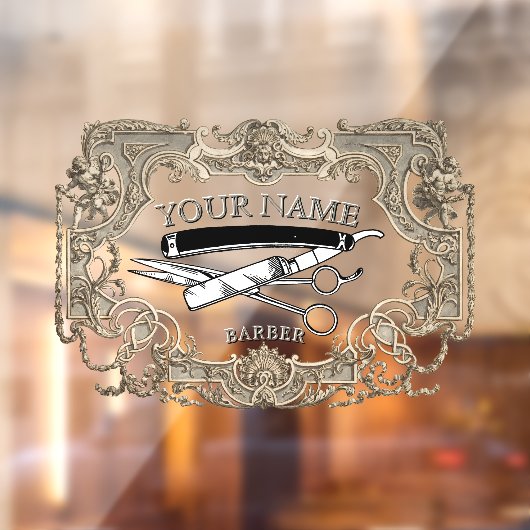 Vintage Viktorianische Erster Steampunk-Barbervorl Fensteraufkleber (Blatt 2)