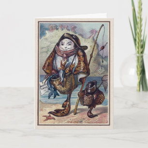 Vintage Viktorianische Fisch Weihnachtskarte Feiertagskarte