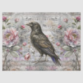 Vintage Viktorianische florale Noten & Raven Seidenpapier (Vorderseite)