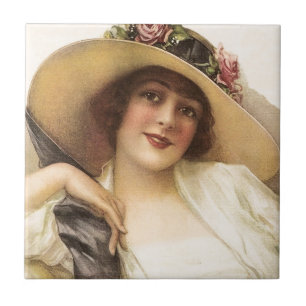 Vintage viktorianische Frau 1900's Fliese